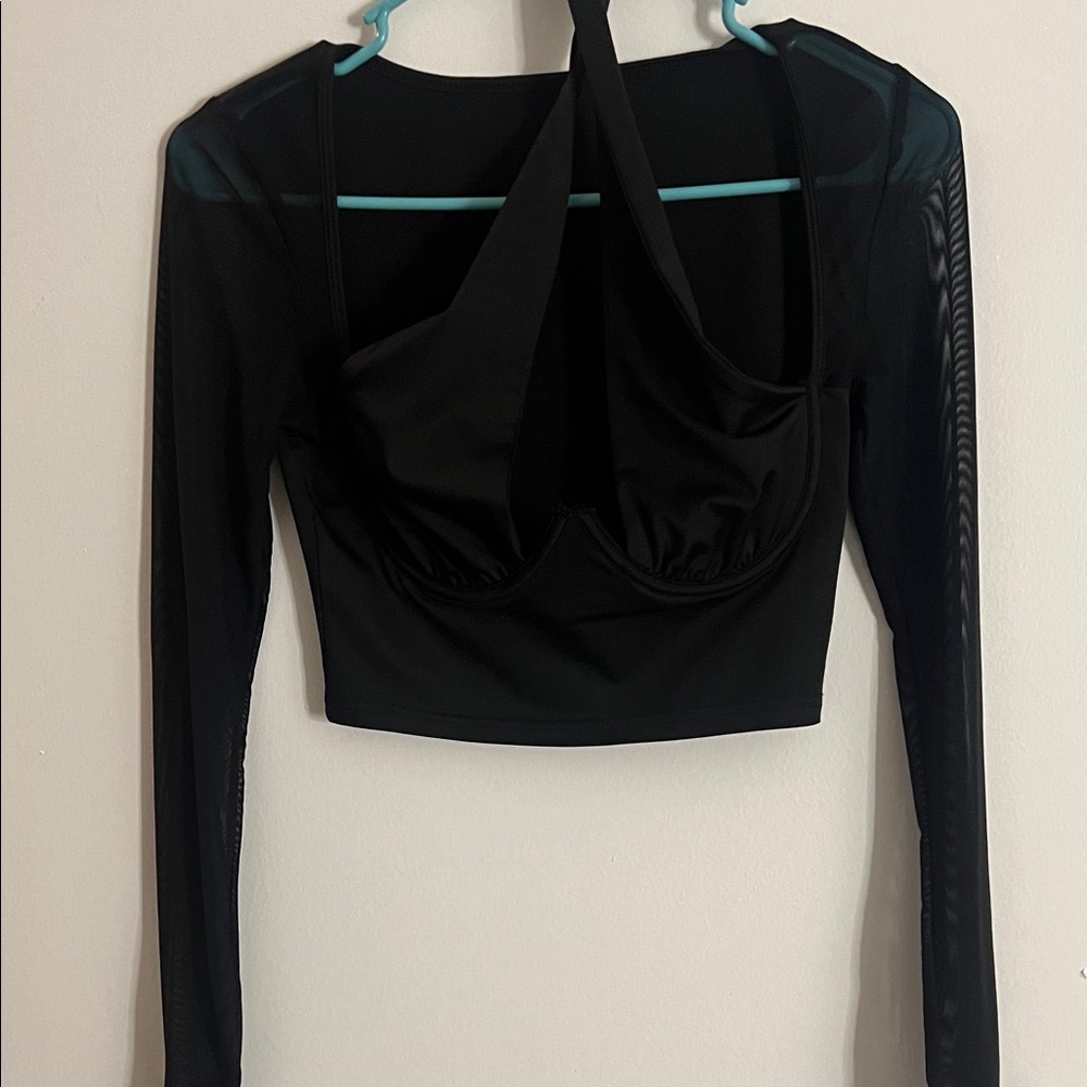 Elegant Black Long Sleeve Women's Top